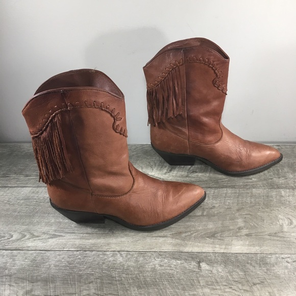 Zodiac Zline Fringe Western Cowboy Riding Leather Womens Boots Vintage Size 8 - Picture 3 of 13